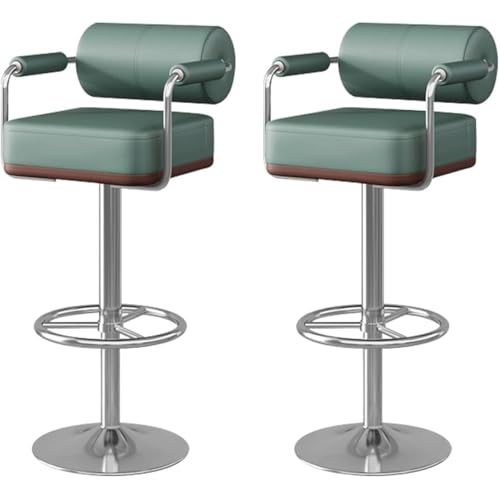 FGJUYLKvchgf 2er Set Barhocker mit Rückenlehne und Fußstütze Höhenverstellbarer 360° Drehstuhl(Green,Silver feet) von FGJUYLKvchgf