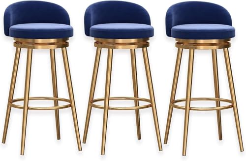 FGJUYLKvchgf 3er-Set Barhocker, Bequeme hohe Hocker, 360° drehbar, ideal for Kücheninseln(Blue,65cm) von FGJUYLKvchgf