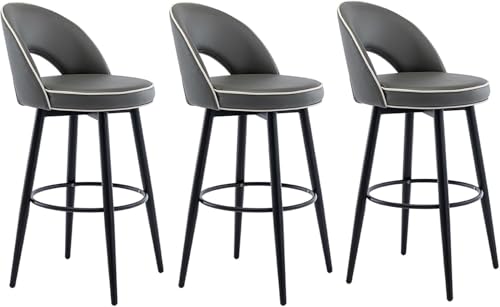 FGJUYLKvchgf 3er-Set Barhocker Stilvolle Barhocker for Kücheninseln 360° drehbarer Sitz Stabiler Rahmen(Deep Gray,80cm) von FGJUYLKvchgf