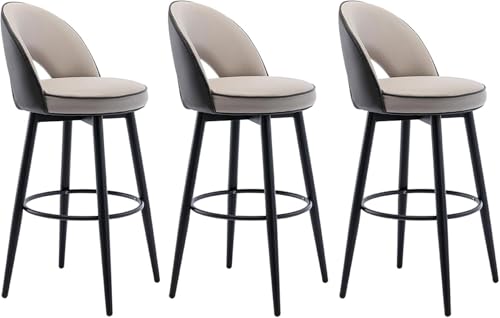 FGJUYLKvchgf 3er-Set Barhocker Stilvolle Barhocker for Kücheninseln 360° drehbarer Sitz Stabiler Rahmen(Gray Khaki,80cm) von FGJUYLKvchgf