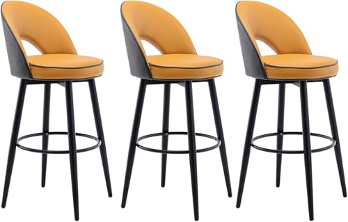 FGJUYLKvchgf 3er-Set Barhocker Stilvolle Barhocker for Kücheninseln 360° drehbarer Sitz Stabiler Rahmen(Gray Orange,80cm) von FGJUYLKvchgf