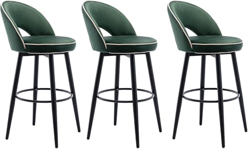 FGJUYLKvchgf 3er-Set Barhocker Stilvolle Barhocker for Kücheninseln 360° drehbarer Sitz Stabiler Rahmen(Green Velvet,80cm) von FGJUYLKvchgf