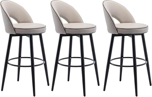 FGJUYLKvchgf 3er-Set Barhocker Stilvolle Barhocker for Kücheninseln 360° drehbarer Sitz Stabiler Rahmen(Khaki 1,72cm) von FGJUYLKvchgf