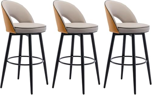 FGJUYLKvchgf 3er-Set Barhocker Stilvolle Barhocker for Kücheninseln 360° drehbarer Sitz Stabiler Rahmen(Orange Khaki,62cm) von FGJUYLKvchgf