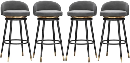 FGJUYLKvchgf 4er-Set Barhocker, bequemer Samtsitz, 360° drehbarer Barhocker, Stabiler Rahmen for Küchentheken(Grey,75cm) von FGJUYLKvchgf
