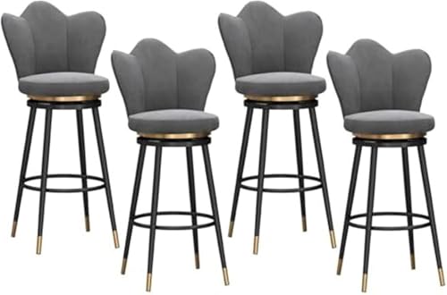 FGJUYLKvchgf 4er-Set Barhocker, bequemer Sitz mit Rückenlehne, 360° drehbarer Barhocker for Café/Kücheninsel(Grey,Height 75cm) von FGJUYLKvchgf