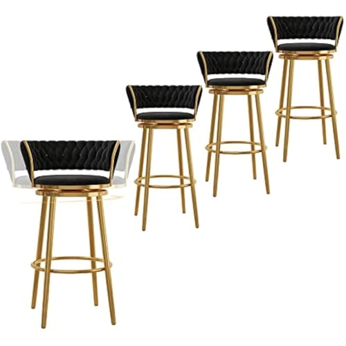 FGJUYLKvchgf 4er-Set Barhocker Bequeme Barhocker mit 360°-Drehung mit Rückenlehne und gepolstertem Sitz Geeignet for Bars/Cafés(Black,65cm) von FGJUYLKvchgf
