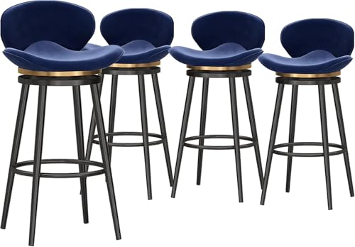 FGJUYLKvchgf 4er-Set Barhocker Bequeme Barhocker mit Rückenlehne Schwenkbares Design mit 360°-Drehung Geeignet for Restaurants/Cafés(Blue,65CM) von FGJUYLKvchgf