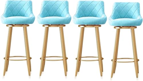 FGJUYLKvchgf 4er Set Barhocker Komfortpolster mit Rückenlehne und Fußstütze Stabiler Metallrahmen Café/Bar(Light Blue,75cm(29.5 in)) von FGJUYLKvchgf