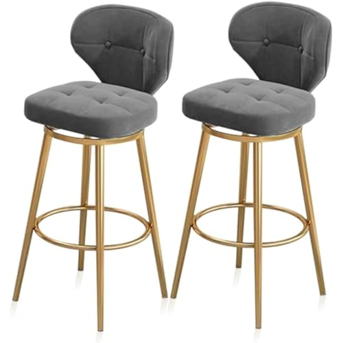 FGJUYLKvchgf Barhocker, Hoher Hocker mit 360°-Drehung, Polsterhocker mit Rückenlehne, Thekenhocker mit Metallfüßen(2 Pcs,75cm(29.5 in)) von FGJUYLKvchgf