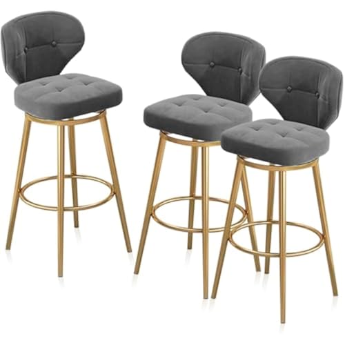FGJUYLKvchgf Barhocker, Hoher Hocker mit 360°-Drehung, Polsterhocker mit Rückenlehne, Thekenhocker mit Metallfüßen(3 Pcs,75cm(29.5 in)) von FGJUYLKvchgf
