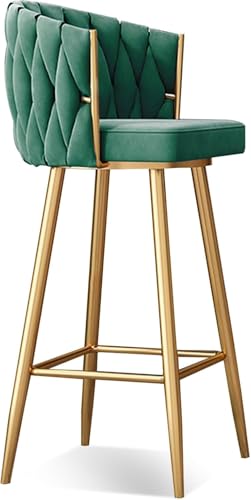 FGJUYLKvchgf Barhocker, Küchenhochhocker 360° drehbarer Barhocker Bequemer gepolsterter Sitz(Green Gold Leg,1 PCS) von FGJUYLKvchgf
