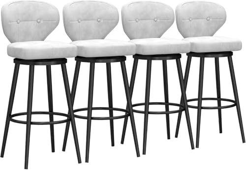 FGJUYLKvchgf Barhocker, Samtgepolsterter Sitz mit Rückenlehne, 360° drehbares Design for Kücheninseln/Cafés(White,4 PCS 65cm) von FGJUYLKvchgf