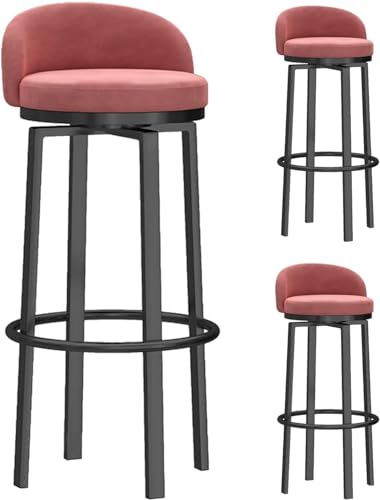 FGJUYLKvchgf Barhocker, bequemer Samtsitz, mit Rückenlehne und Fußstütze, Stabiler Rahmen(Pink,3PCS) von FGJUYLKvchgf