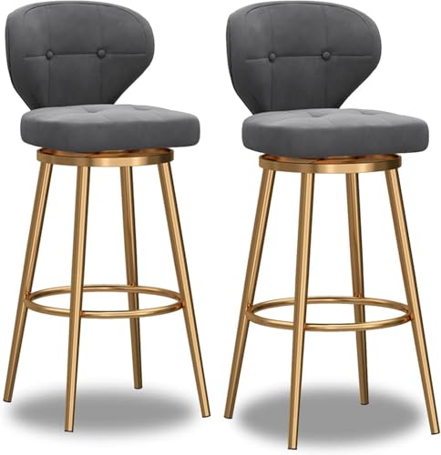 FGJUYLKvchgf Barhocker, bequemer hoher Hocker, gepolsterter Sitz mit Rückenlehne for Küchen/Cafés zu Hause(Grey-2pcs,Height:75cm) von FGJUYLKvchgf