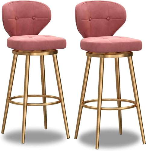 FGJUYLKvchgf Barhocker, bequemer hoher Hocker, gepolsterter Sitz mit Rückenlehne for Küchen/Cafés zu Hause(Pink-2pcs,Height:75cm) von FGJUYLKvchgf
