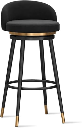 FGJUYLKvchgf Barhocker Hohe Hocker mit Rückenlehne und Fußstütze 360° Drehstuhl Multi-Szenario-Nutzung(Black,Black Leg 75cm) von FGJUYLKvchgf