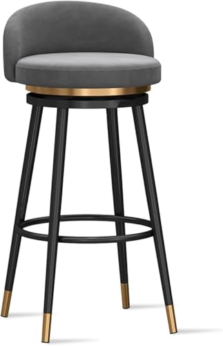 FGJUYLKvchgf Barhocker Hohe Hocker mit Rückenlehne und Fußstütze 360° Drehstuhl Multi-Szenario-Nutzung(Grey,Black Leg 75cm) von FGJUYLKvchgf