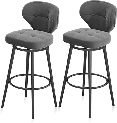 FGJUYLKvchgf Barhocker Kücheninsel-Hochhocker-Design mit Rückenlehne und Fußstütze 360° drehbarer Barhocker Geeignet for Cafés/Bars(2 Pcs,65cm(25.6 in)) von FGJUYLKvchgf