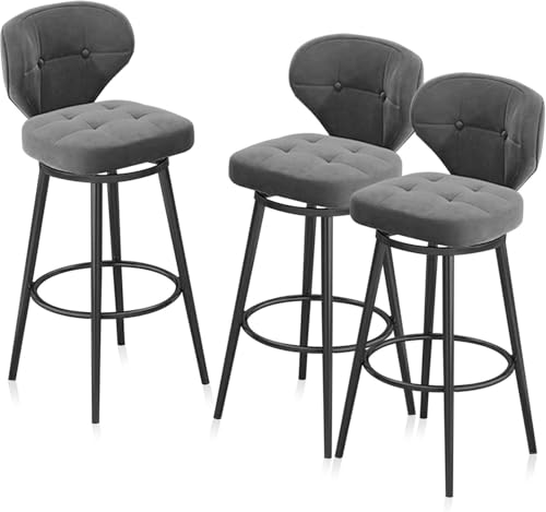 FGJUYLKvchgf Barhocker Kücheninsel-Hochhocker-Design mit Rückenlehne und Fußstütze 360° drehbarer Barhocker Geeignet for Cafés/Bars(3 Pcs,75cm(29.5 in)) von FGJUYLKvchgf
