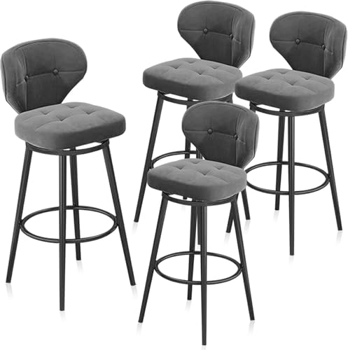 FGJUYLKvchgf Barhocker Kücheninsel-Hochhocker-Design mit Rückenlehne und Fußstütze 360° drehbarer Barhocker Geeignet for Cafés/Bars(4 Pcs,65cm(25.6 in)) von FGJUYLKvchgf