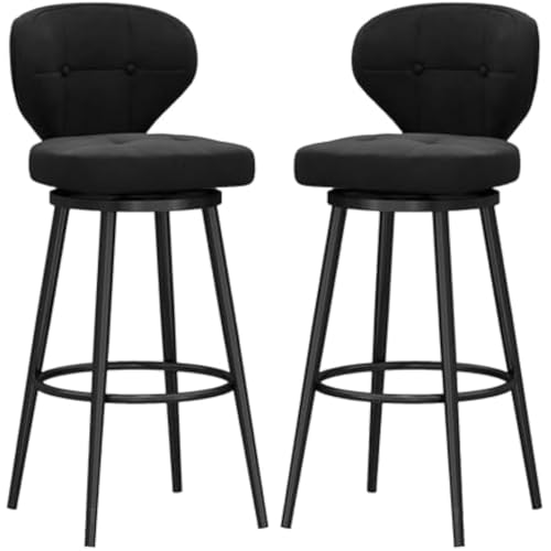 FGJUYLKvchgf Barhocker mit Rückenlehne, bequemer hoher Barhocker, 360 ° drehbarer Sitz, geeignet for Kücheninsel/Café(Black,2 PCS 65cm) von FGJUYLKvchgf