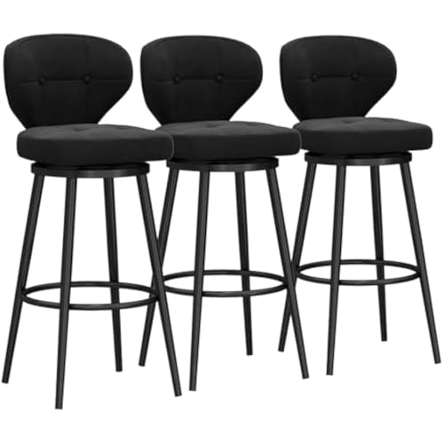 FGJUYLKvchgf Barhocker mit Rückenlehne, bequemer hoher Barhocker, 360 ° drehbarer Sitz, geeignet for Kücheninsel/Café(Black,3 PCS 65cm) von FGJUYLKvchgf