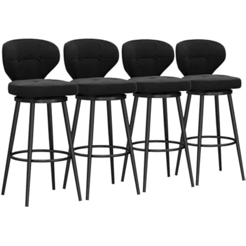 FGJUYLKvchgf Barhocker mit Rückenlehne, bequemer hoher Barhocker, 360 ° drehbarer Sitz, geeignet for Kücheninsel/Café(Black,4 PCS 75cm) von FGJUYLKvchgf