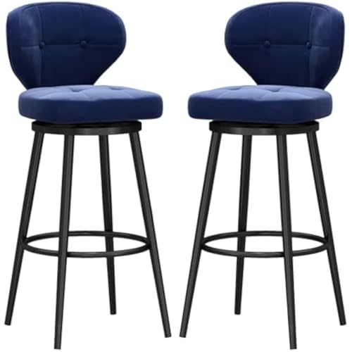 FGJUYLKvchgf Barhocker mit Rückenlehne, bequemer hoher Barhocker, 360 ° drehbarer Sitz, geeignet for Kücheninsel/Café(Blue,2 PCS 75cm) von FGJUYLKvchgf