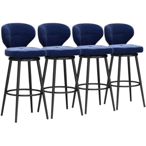 FGJUYLKvchgf Barhocker mit Rückenlehne, bequemer hoher Barhocker, 360 ° drehbarer Sitz, geeignet for Kücheninsel/Café(Blue,4 PCS 65cm) von FGJUYLKvchgf