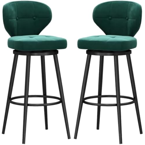 FGJUYLKvchgf Barhocker mit Rückenlehne, bequemer hoher Barhocker, 360 ° drehbarer Sitz, geeignet for Kücheninsel/Café(Green,2 PCS 75cm) von FGJUYLKvchgf
