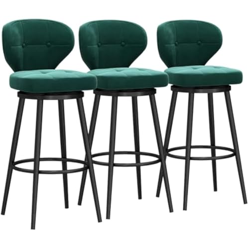 FGJUYLKvchgf Barhocker mit Rückenlehne, bequemer hoher Barhocker, 360 ° drehbarer Sitz, geeignet for Kücheninsel/Café(Green,3 PCS 65cm) von FGJUYLKvchgf