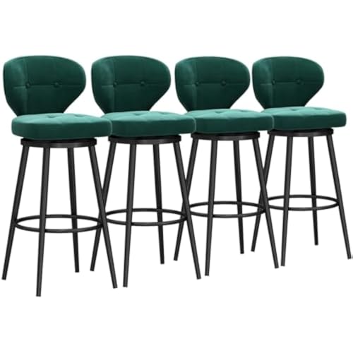 FGJUYLKvchgf Barhocker mit Rückenlehne, bequemer hoher Barhocker, 360 ° drehbarer Sitz, geeignet for Kücheninsel/Café(Green,4 PCS 65cm) von FGJUYLKvchgf
