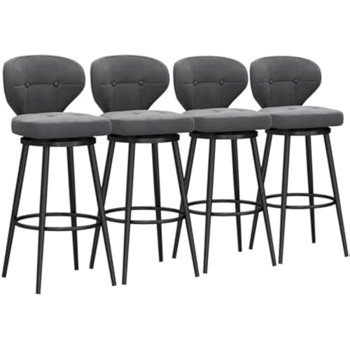 FGJUYLKvchgf Barhocker mit Rückenlehne, bequemer hoher Barhocker, 360 ° drehbarer Sitz, geeignet for Kücheninsel/Café(Grey,4 PCS 75cm) von FGJUYLKvchgf