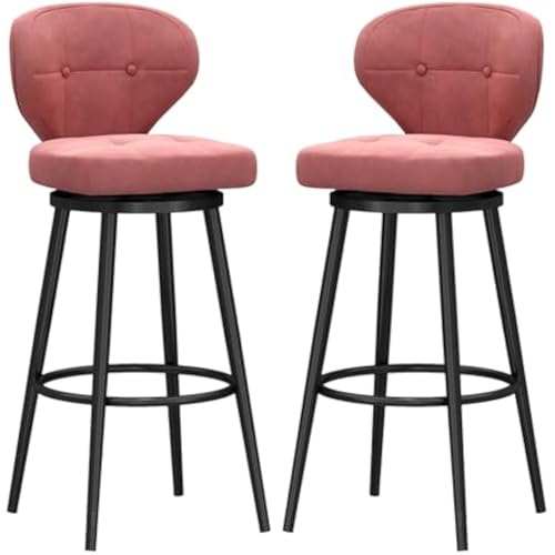 FGJUYLKvchgf Barhocker mit Rückenlehne, bequemer hoher Barhocker, 360 ° drehbarer Sitz, geeignet for Kücheninsel/Café(Pink,2 PCS 65cm) von FGJUYLKvchgf