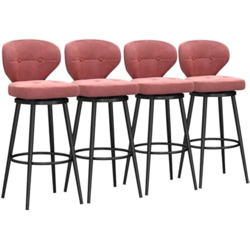 FGJUYLKvchgf Barhocker mit Rückenlehne, bequemer hoher Barhocker, 360 ° drehbarer Sitz, geeignet for Kücheninsel/Café(Pink,4 PCS 65cm) von FGJUYLKvchgf