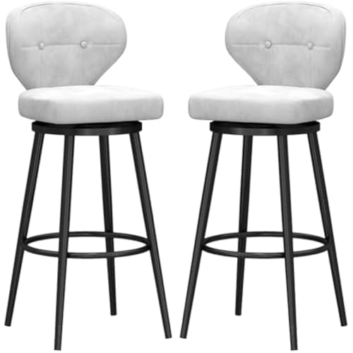 FGJUYLKvchgf Barhocker mit Rückenlehne, bequemer hoher Barhocker, 360 ° drehbarer Sitz, geeignet for Kücheninsel/Café(White,2 PCS 65cm) von FGJUYLKvchgf