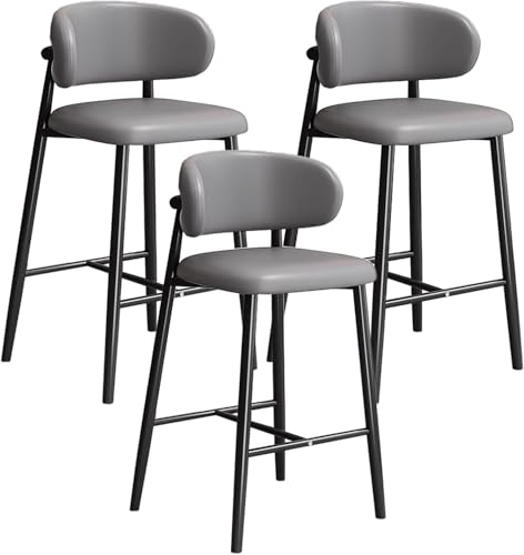 FGJUYLKvchgf Bequeme Barhocker Barhocker mit Rückenlehne und Fußstütze Stabiler Rahmen Multi-Szenario-Einsatz(3pcs Dark Grey,Height 75CM) von FGJUYLKvchgf