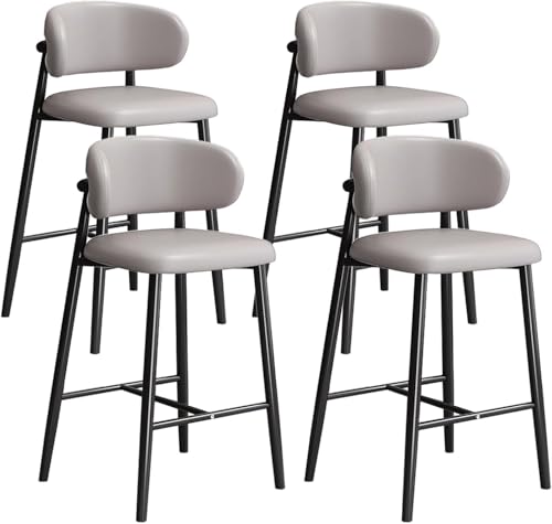 FGJUYLKvchgf Bequeme Barhocker Barhocker mit Rückenlehne und Fußstütze Stabiler Rahmen Multi-Szenario-Einsatz(4pcs Light Grey,Height 75CM) von FGJUYLKvchgf