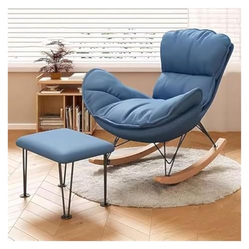 FGJUYLKvchgf Bequemer Schaukelstuhl Relaxsessel mit Fußhocker Balkon Loungesessel for den Innen- und Außenbereich(Blue) von FGJUYLKvchgf