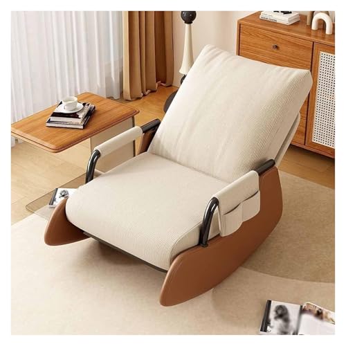 FGJUYLKvchgf Rocking Chair, Leisure Chair with High Back and Armrests Outdoor Patio(White Brown) von FGJUYLKvchgf