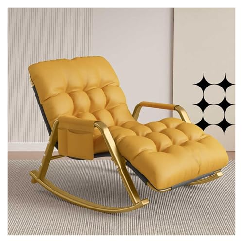 FGJUYLKvchgf Schaukelstühle Relaxsessel mit Verstellbarer Rückenlehne Relaxsessel mit Seitentaschen for den Innen- und Außenbereich(Yellow) von FGJUYLKvchgf