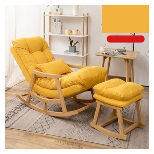 FGJUYLKvchgf Schaukelstuhl, Bequemer Sessel, Liegestuhl-Design mit Fußhocker, Outdoor-Loungesessel for den Innen- und Außenbereich(Yellow) von FGJUYLKvchgf