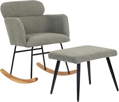 FGJUYLKvchgf Schaukelstuhl, bequemer Balkon-Loungesessel mit Fußhocker, geeignet for Schlafzimmer/Büro(Grey) von FGJUYLKvchgf