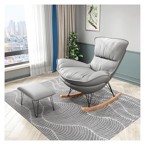 FGJUYLKvchgf Schaukelstuhl, bequemer Balkon-Loungesessel mit gepolsterter Sitzfläche und Fußhocker, geeignet for Wohnzimmer/Schlafzimmer(Gray C) von FGJUYLKvchgf