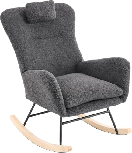 FGJUYLKvchgf Schaukelstuhl, bequemer Ruhesessel mit Kopfstütze, Loungesessel mit Armlehnen, geeignet for Wohnzimmer/Schlafzimmer/Büro(Grey) von FGJUYLKvchgf