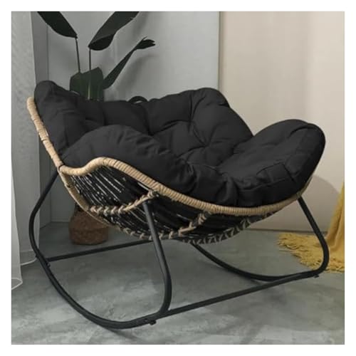FGJUYLKvchgf Schaukelstuhl, gepolsterter Loungesessel for den Innenbereich, Wohnzimmer/Schlafzimmer/Büro, for den Innen- und Außenbereich(Black) von FGJUYLKvchgf