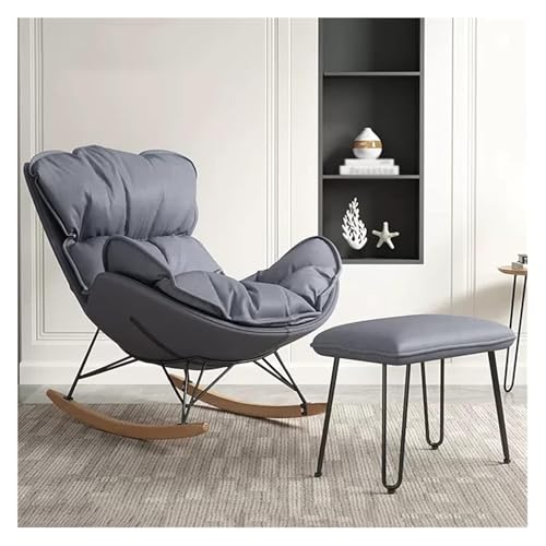 FGJUYLKvchgf Schaukelstuhl, weicher und bequemer Liegestuhl mit Fußhocker, Design for Wohnzimmer/Schlafzimmer/Arbeitszimmer(Gray-2) von FGJUYLKvchgf