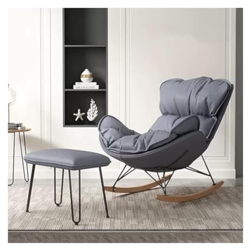 FGJUYLKvchgf Schaukelstuhl, weicher und bequemer Liegestuhl mit Fußhocker-Design, Outdoor-Liegestuhl(K Grey) von FGJUYLKvchgf