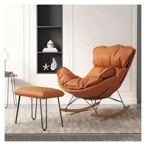 FGJUYLKvchgf Schaukelstuhl, weicher und bequemer Liegestuhl mit Fußhocker-Design, Outdoor-Liegestuhl(Orange) von FGJUYLKvchgf